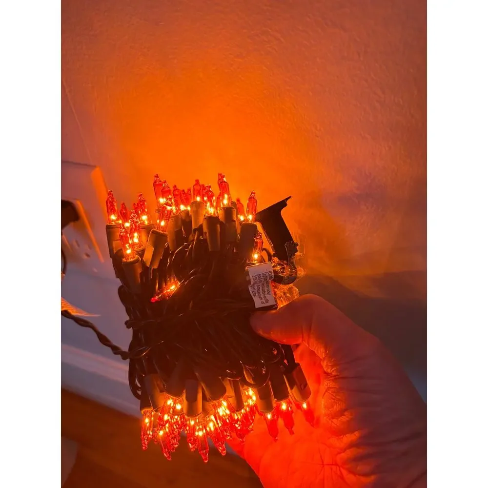 3 sets Halloween mini string lights 100 bulbs each 2 purple 1 orange new in box